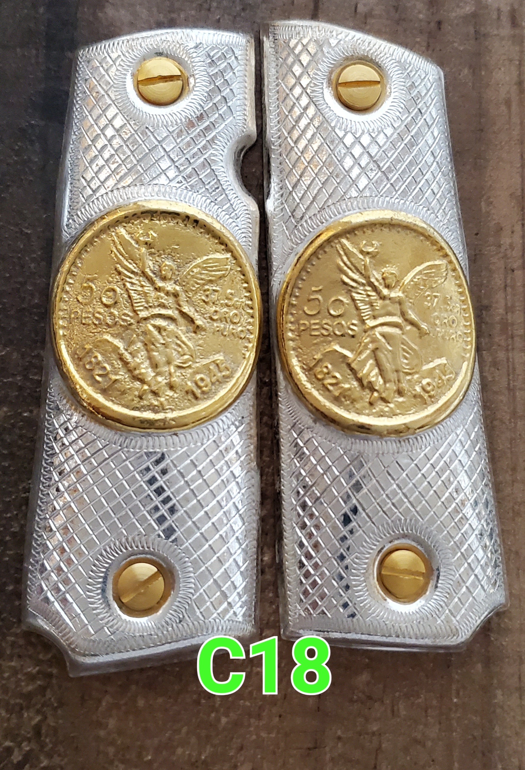 Centenarios coin many styles 1911 full size mexican premium gun grips cachas gold plated