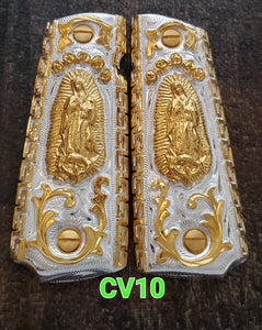 1911 cachas virgen mexican style government gun virgin mary grips 24k gold plated