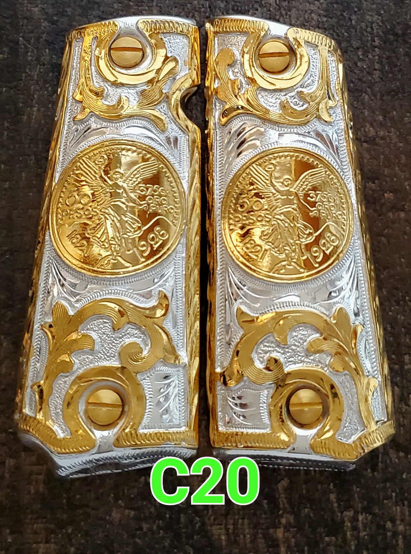 Centenarios coin many styles 1911 full size mexican premium gun grips cachas gold plated