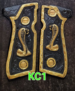 King cobra snake cachas pistol grips 24k gold Plated beretta 92fs