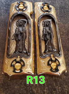 1911 santa muerte holy reaper many mexican styles government gun grips cachas 24k gold plated