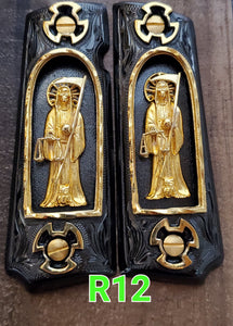 1911 santa muerte holy reaper many mexican styles government gun grips cachas 24k gold plated