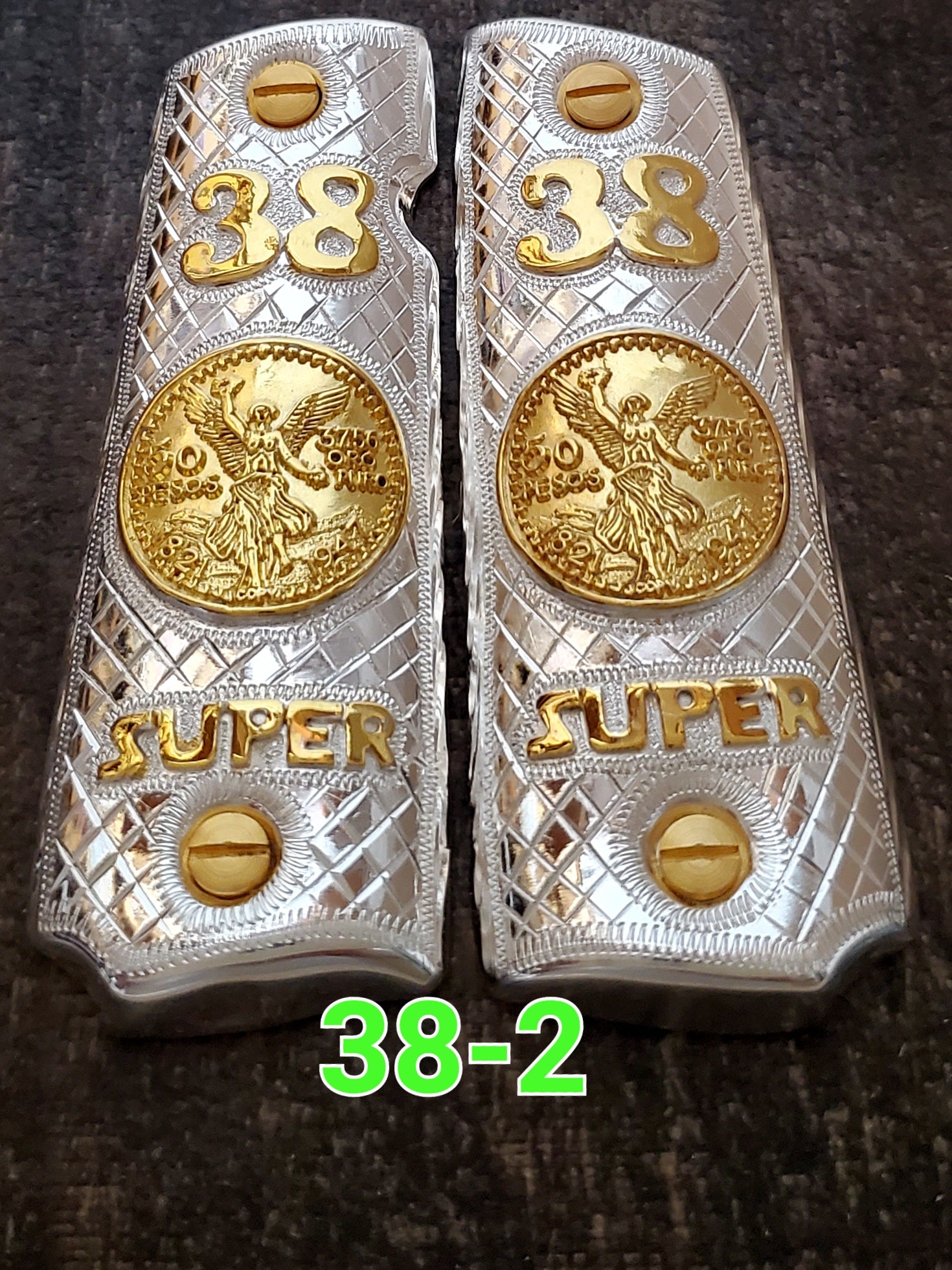 38 super varios style eagle centenario 1911 govermment gun grips cachas 24k gold plated