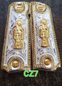 Zirconias 1911 full size many mexican styles government gun grips cachas negras,plateadas y chapa de oro