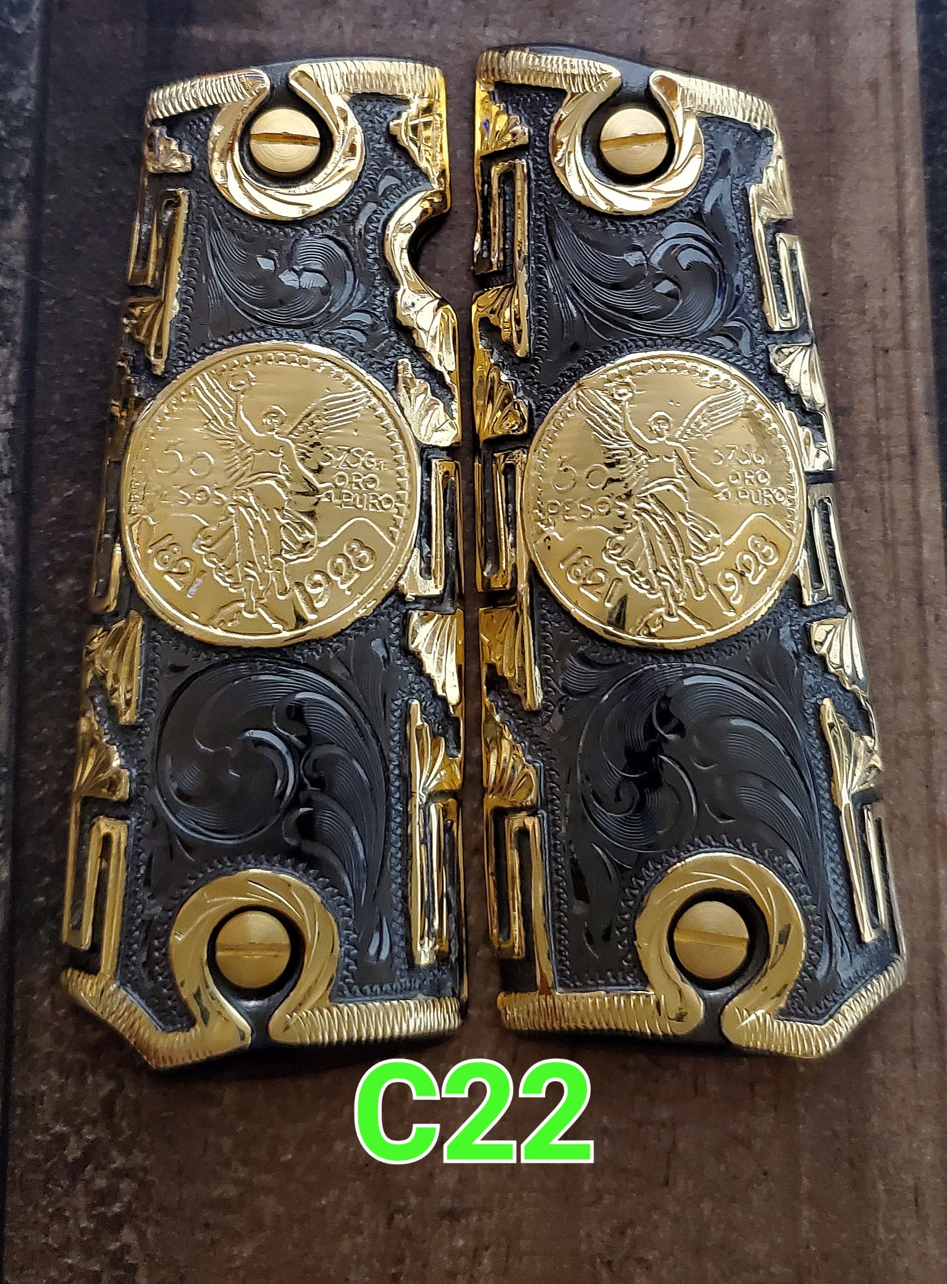 Centenarios coin many styles 1911 full size mexican premium gun grips cachas gold plated