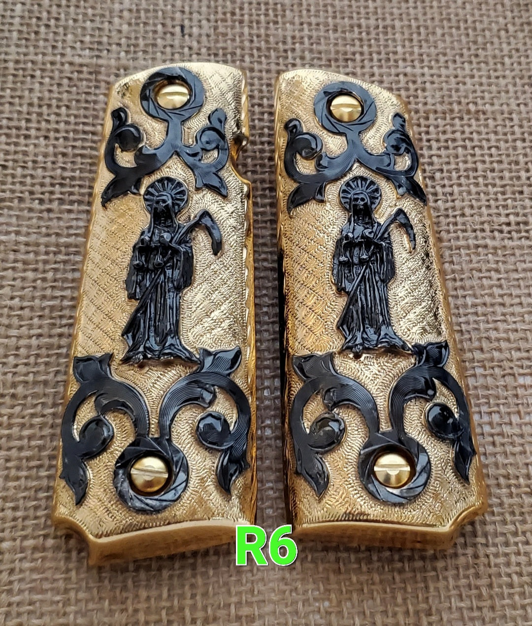 1911 santa muerte holy reaper many mexican styles government gun grips cachas 24k gold plated