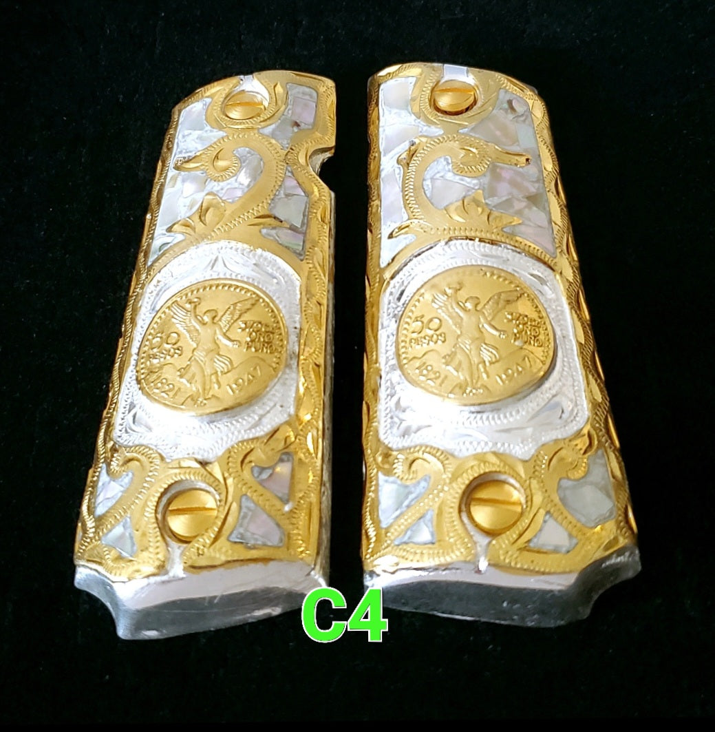 Centenarios coin many styles 1911 full size mexican premium gun grips cachas gold plated