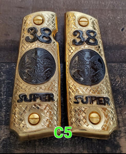 38 super varios style eagle centenario 1911 govermment gun grips cachas 24k gold plated