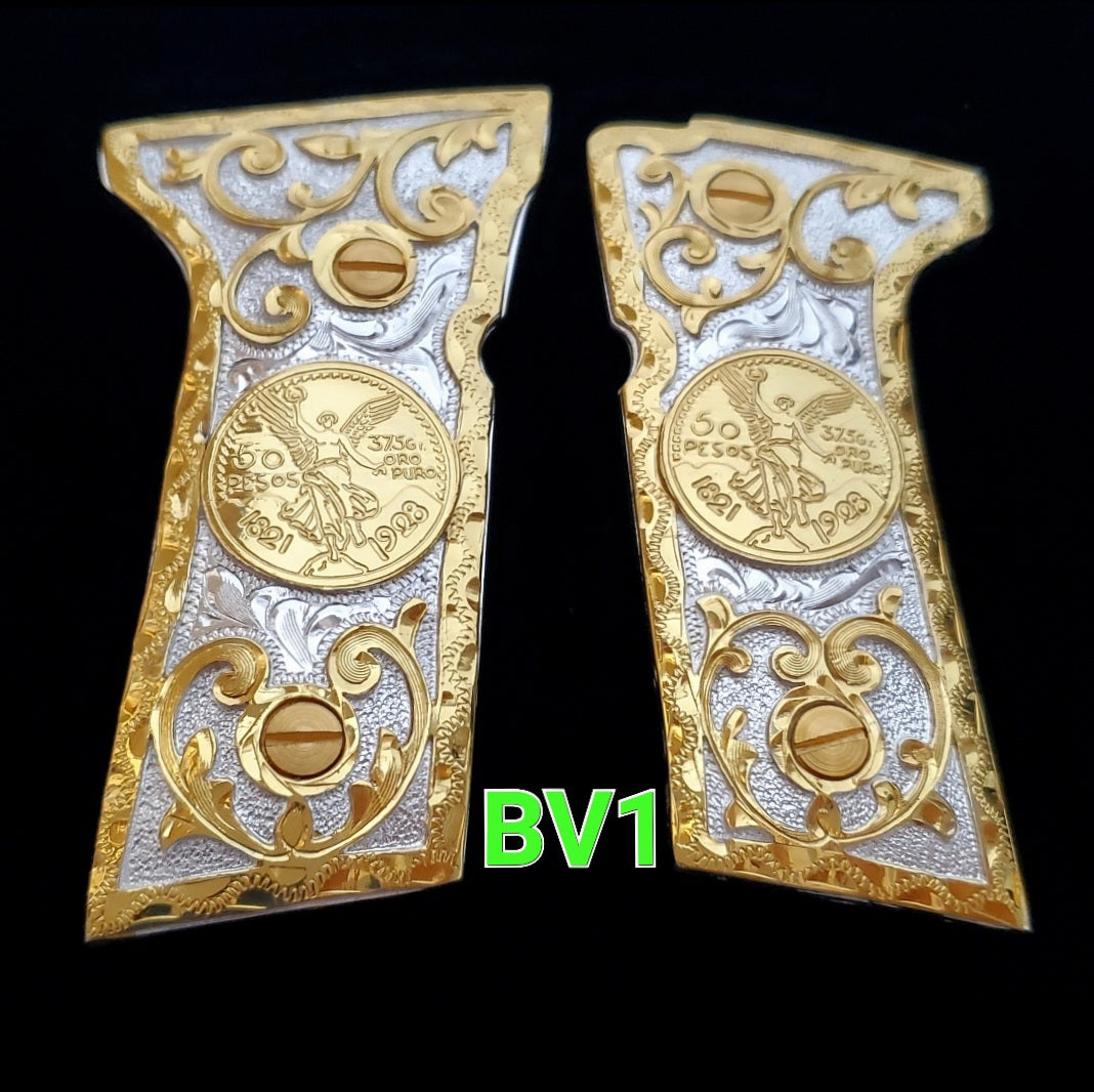 Beretta Vertec M9A3, 92X Centurion mexican premium gun grips gold plated cachas