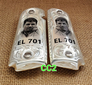 El chapo mexican style narco Cachas mexicanas 1911 full size grips gold plated