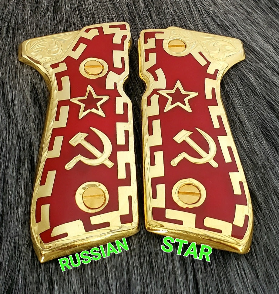 varios styles gold and silver custom made beretta 92fs cachas pistol grips 24k gold Plated