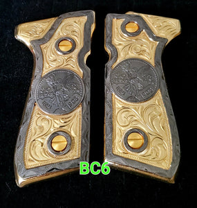 centenarios silver,black,golden custom made beretta 92fs cachas pistol grips 24k gold Plated