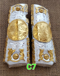 Centenarios coin many styles 1911 full size mexican premium gun grips cachas gold plated
