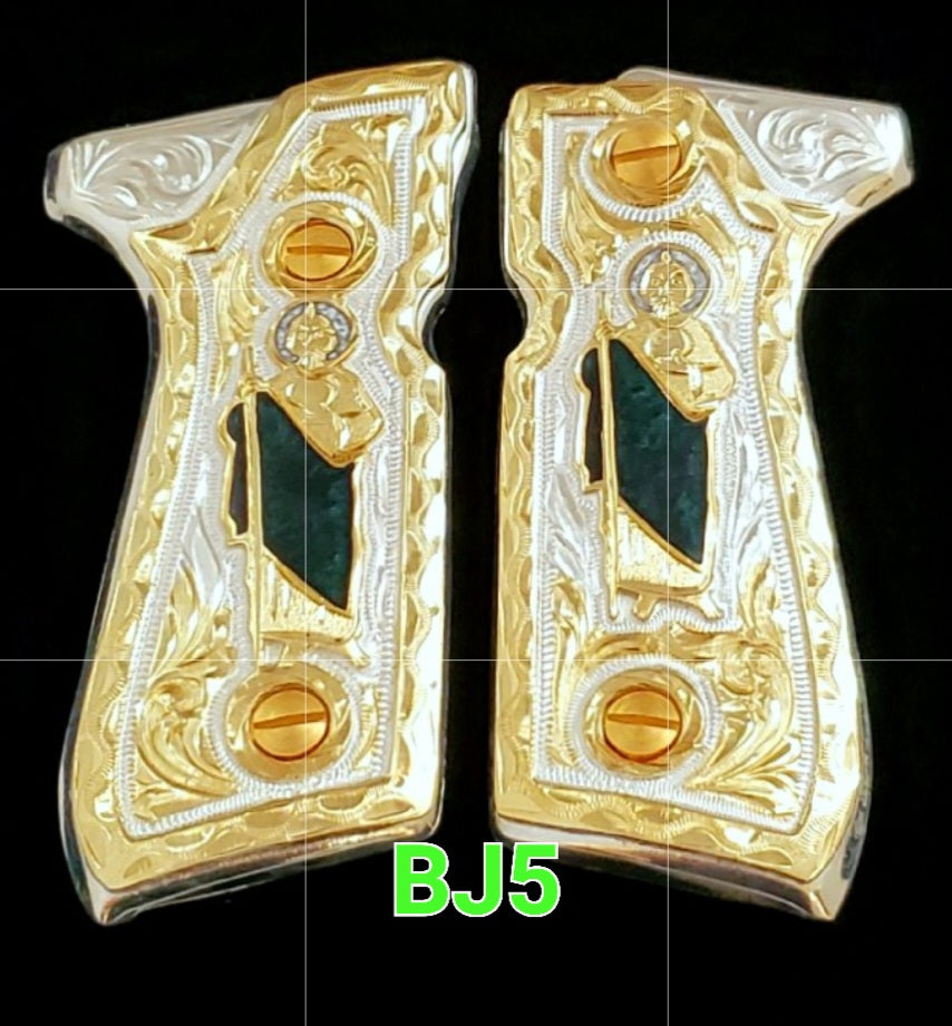 San judas saint jude custom made premium cachas pistol grips 24k gold Plated beretta 92fs