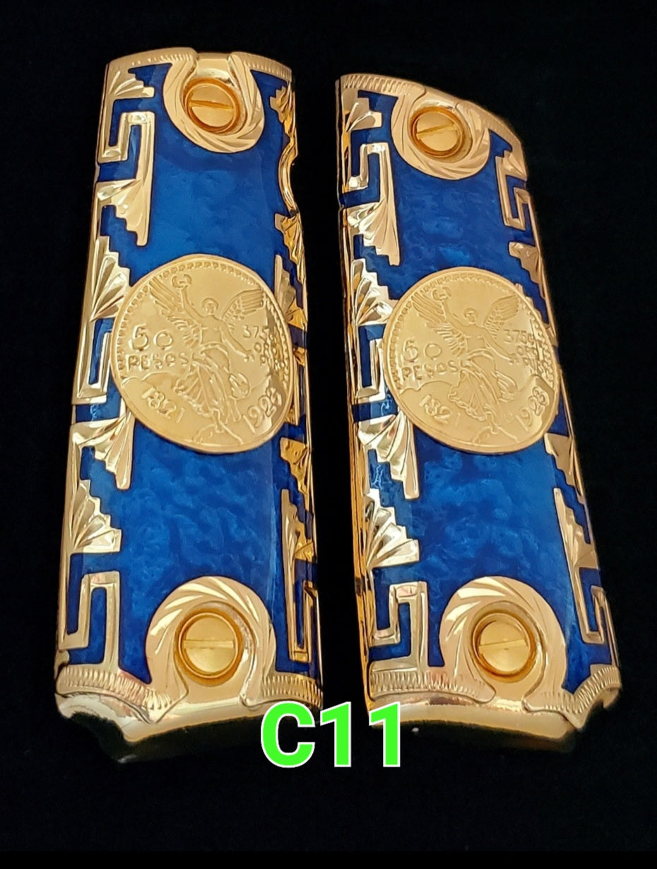 Centenarios coin many styles 1911 full size mexican premium gun grips cachas gold plated