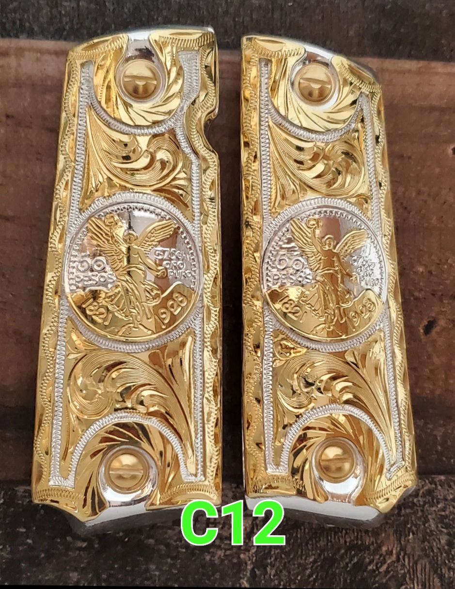 Centenarios coin many styles 1911 full size mexican premium gun grips cachas gold plated