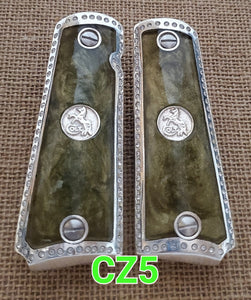 Zirconias 1911 full size many mexican styles government gun grips cachas negras,plateadas y chapa de oro